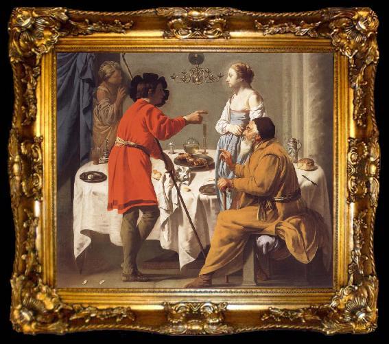 framed  Hendrick the Brugghen Jacob Reproaching Laban for giving Him Leah in Place of Rachel, ta009-2